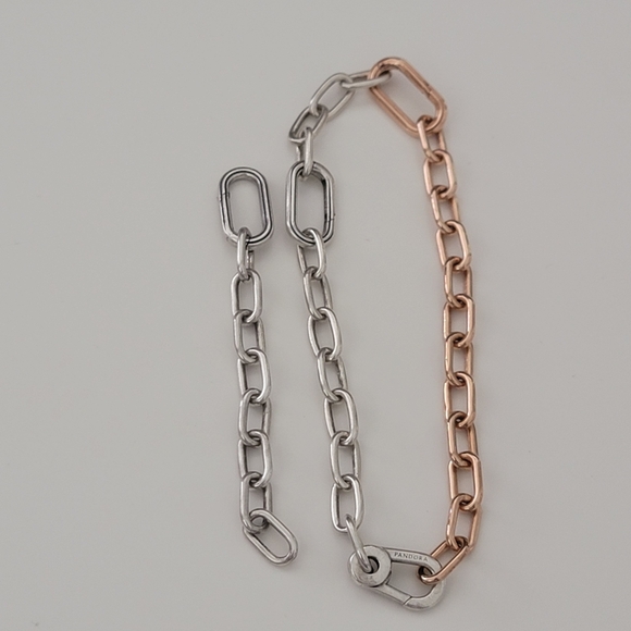 Pandora Two Tone Sterling Silver And Rose Gold Plated Chain Bracelet - Picture 7 of 11